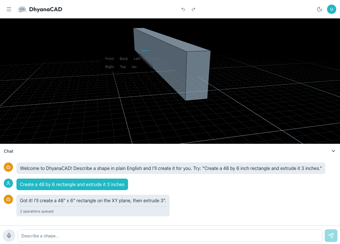 DhyanaCAD prototype screenshot